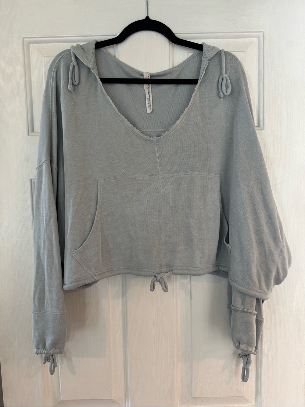 Free People Cropped V‑Neck Hoodie